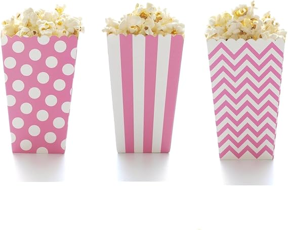 Popcorn Boxes, 36PCS Red and White Striped Mini Popcorn Buckets for Movie Theater, Home, Carnival Decorations