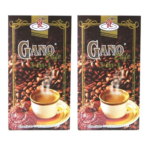 Gano Coffee with Ganoderma Mushroom Instant Coffee Blend, Rich Aroma & Smooth Taste, Traditional Herbal Coffee Experience Pack of 2
