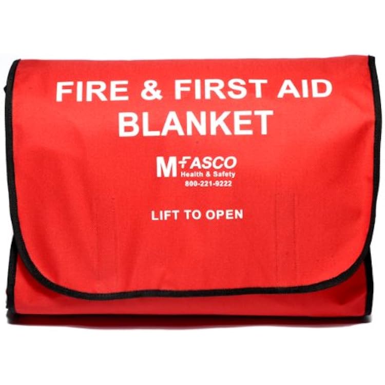 MFASCO Emergency Fire Blanket Kit - Fire Retardant Blanket Vertical Release, Wall-Hanging Case, Smothers Small Fires, Great for Work, Home, Auto - Includes Large 62x82 Blanket, 16 x14x5 Case