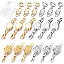 18 Pcs 3 Styles Magnetic Necklace Clasps and Closures, Rose Round Cylindrical Jewelry Magnetic Clasp Connector Locking Magnetic Clasp Bracelet Extender for Jewelry Making (Gold, Silver)