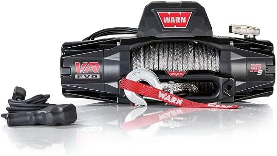 WARN VR EVO 10-S Electric 12V Winch 10,000 lb Pull Capacity - 103253 | Synthetic Rope, IP68 Waterproof, High-Performance, Off-Road Recovery, Winch for Jeeps, SUVs, and Light Trucks