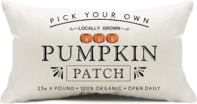 Fall Pumpkin Patch Throw Pillow Covers Autumn Harvest Pillow Case 12 x 20 Inch Farmhouse