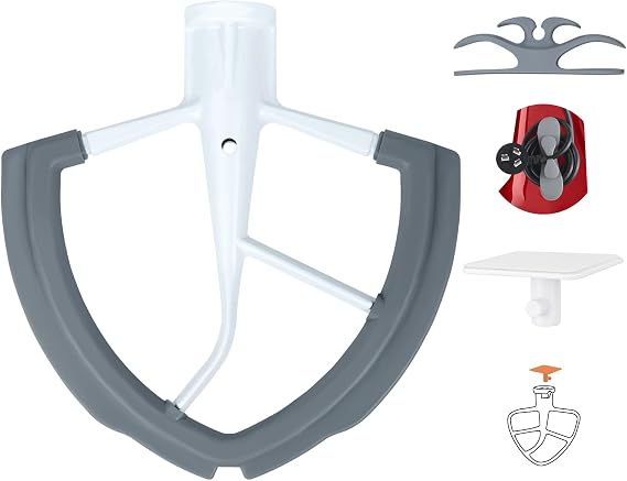 Flex Edge Beater for KitchenAid 6 QT Bowl-Lift Stand Mixer | With 2 Kitchen Accessories, Flat Beater Paddle with Flexible Silicone Edges Bowl Scraper, Kitchen Aid Mixers Accessories