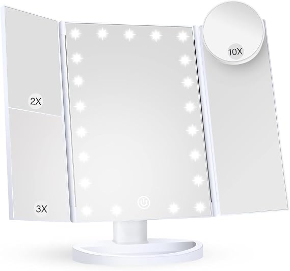Foldable Makeup Mirror with Valkyrie LED Light - 2X 3X 10X Magnification Mode - Touch Touch Screen - 5 Different Mirrors