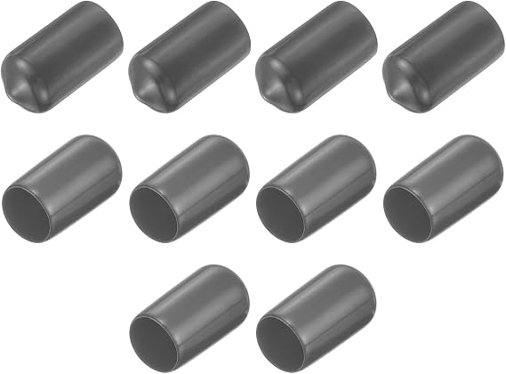 uxcell 10pcs Rubber End Caps 10.5mm ID Vinyl Round End Cap Cover Screw Thread Protector Dark Grey