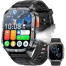 Military GPS Smart Watch for Men with CompassAltitudeFlashlight,2.01" HD Screen smart watch with Voice AssistantBluetooth Calling,Smartwatch for Android&iOS, Activity Tracker Multiple Sport Modes