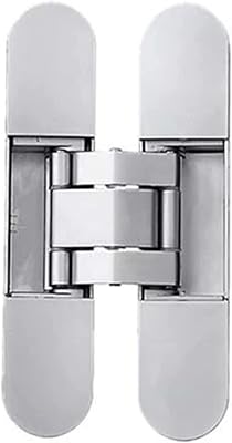 Hidden Folding Self Closing Hinge Three-Dimensional Adjustable Hidden Wooden Door 180 Opening Invisible Gate Fittings Furniture Hardware -Silver