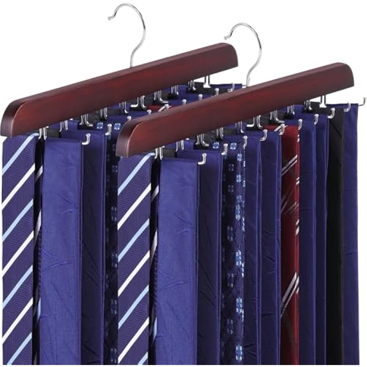 Kimo Tie Rack Tie Hangers for Man, Space-Saving Tie Holder with 20 Foldable Hooks, Large Capacity Tie Organizer for Men, Perfect for tie Storage,Hanging Tank top, Belt,Scarf.