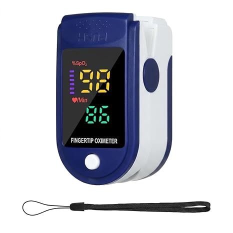 Fingertip Pulse Oximeter for Adults, Portable SpO2 and Heart Rate Monitor with LED Display and Lanyard, Oxygen Level Reader for Sports Aviation and Daily Use, Finger Clip Sats Monitor Compact Design