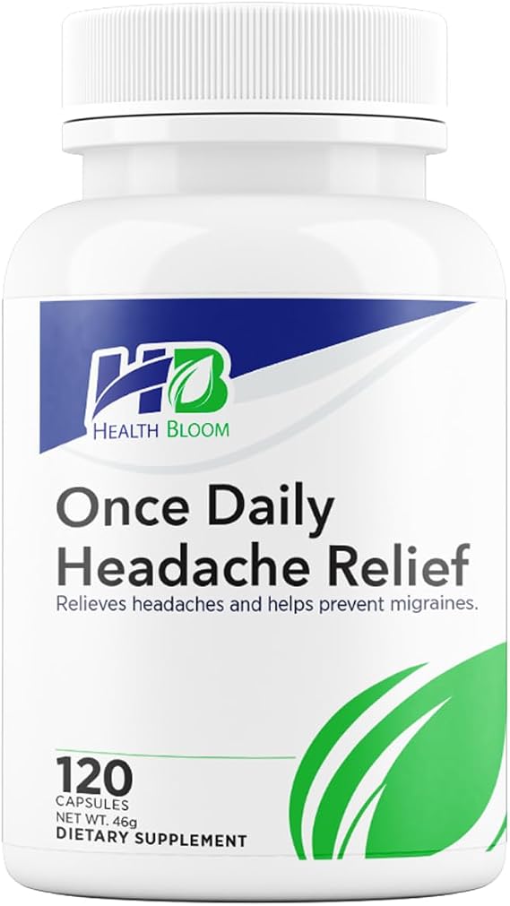Once Daily Headache Relief | 120 Capsules | Health Bloom | Vitamins and Minerals Capsules