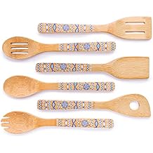 BergHOFF Bamboo 6Pc Patterned Utensil Set 12", Multi-colors, Durable, Reusable