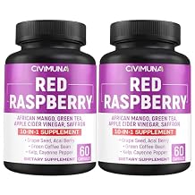Red Raspberry Capsules with Red Raspberry, African Mango Seed, Green Tea Leaves and More - 120 Capsules 4 Months Supply (Pack of 2)