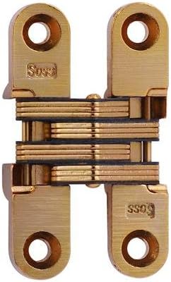 SOSS - 204CUS4 Model #204 Mortise Mount Invisible Hinges with 4 Holes, Zinc, Satin Brass Finish, 2-3/8" Leaf Height, 1/2" Leaf Width, 23/32" Leaf Thickness, 7 x 1-1/4" Screw Size (1 Pair)