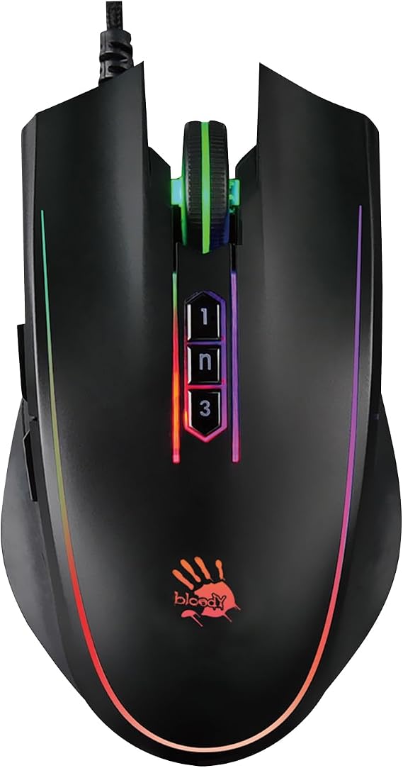 Bloody P81s Optical Gaming Mouse with Light Strike (LK) Switch & Scroll, Max 8000 CPI, 2000Hz Report Rate, 256K Onboard Memory, Fully Programmable with Advanced Preset Macros (Curve)