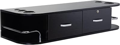 Classic Wall-Mounted Styling Barber Salon Station Locking Cabinet Storage Equipment, Salon Cabinet Station with Locking Drawers Black1