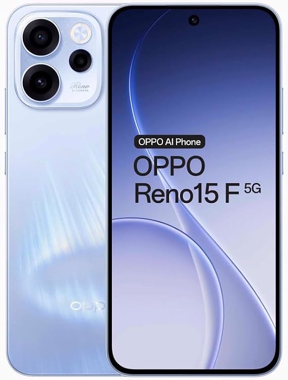 OPPO Reno15 F 5G CPH2801 256GB Storage 8GB RAM Android 16 Factory Unlocked Smartphone (Aurora Blue)