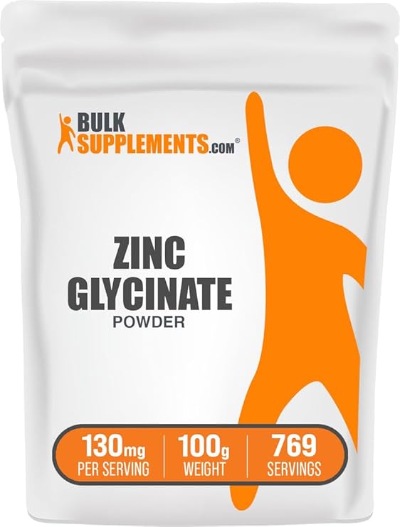 Zinc Glycinate Powder - Zinc Supplement, Mineral Supplement for Immune Support - Gluten Free, 130mg per Serving, 100g (3.5 oz) (Pack of 1)