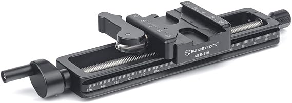 SUNWAYFOTO MFR-150 Wormdrive Macro Rail w Arca Compatible Lever Lock Clamp for Precision Focus