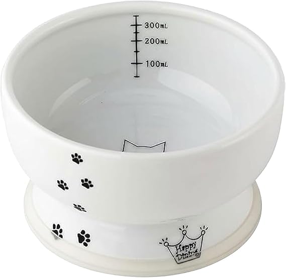 Necoichi Ceramic Elevated Cat Water Bowl, Whisker-Friendly (Cat, Regular)
