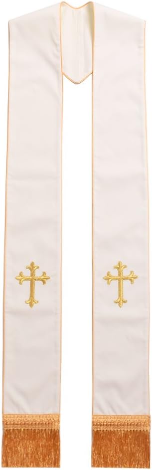 BLESSUME 1PC Clergy Mass Stole Cross Embroidered Wedding Stole