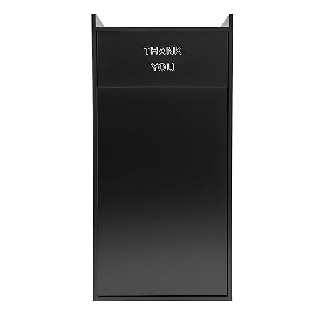 Undercat Trash Can, 30L/27.24Qt Commercial Wooden Trash Bin Cabinet, Thank You Trash Receptacle with Foldable Canvas Trash Bag & Tray Holder, for Restaurants Cafeterias (Black)