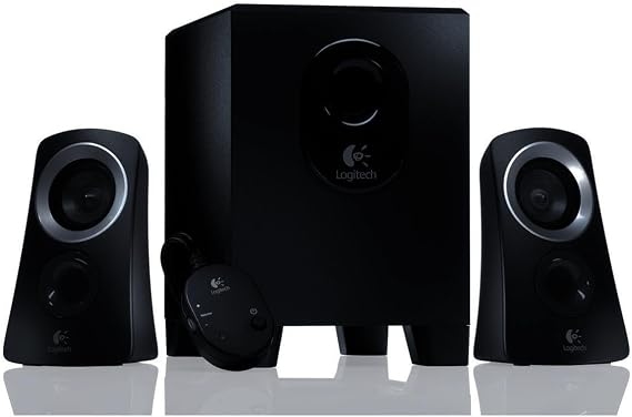 Logitech Z313 2.1 Multimedia Speaker System with Subwoofer | Full Range Audio, 50 Watts Peak Power, Strong Bass, 3.5mm Inputs, UK Plug, PC/PS4/Xbox/TV/Smartphone/Tablet - Black