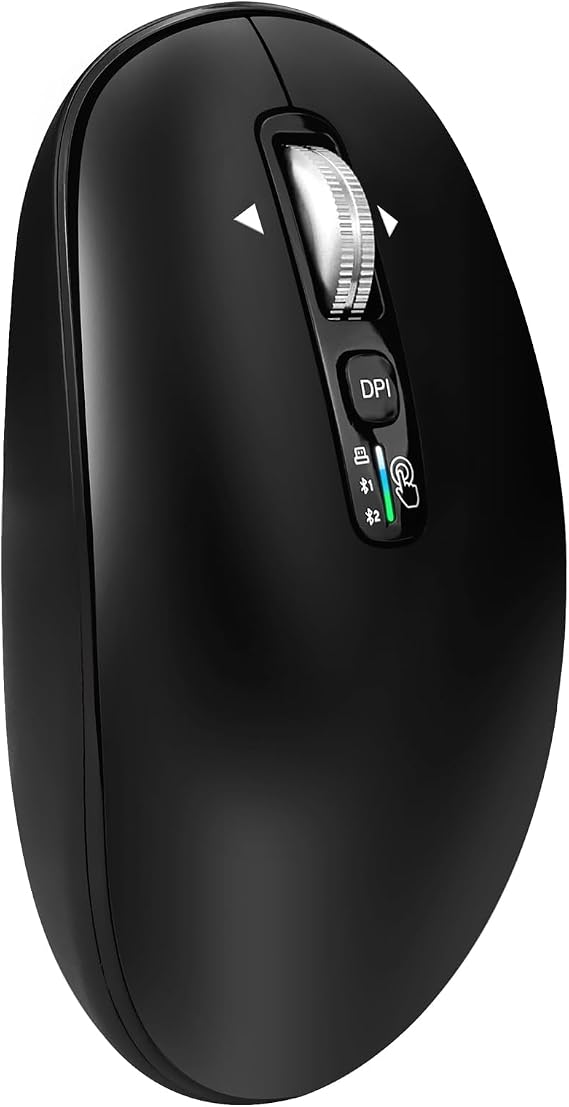 INFINMIND Wireless Bluetooth Mouse,Multi Device Ergo Full Size Mouses-Big Hand,Metal 4-Way Super Scrolling,± 3000 DPI,7 Buttons,Plug&Play,Quiet,USB Mice for Computer,Laptop,Tablet,Mac,iPad,Phone