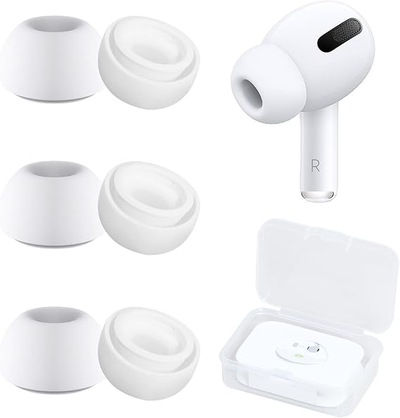 [3 Pairs] Replacement Ear Tips for AirPods Pro & AirPods Pro 2, Silicone Ear Buds with Noise Reduction Hole, Soft Anti Slip Ear Tips Buds with Portable Storage Box (Sizes M)