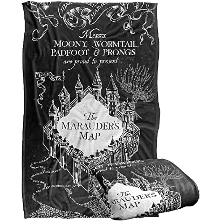 Harry Potter Marauders Map Officially Licensed Silky Touch Super Soft Throw Blanket 36 x 58, Black and White