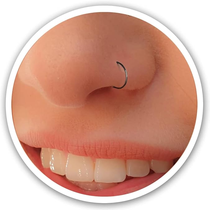 Gold Nose Rings - Silver Nose Ring - Black Nose Piercings -Thin Small 24 Gauge 7mm Nose Piercing Jewelry- 925 Sterling Silver Nose Piercings - 14k Gold Filled Nose Rings For Women - 925 Black Sterling Silver Nose Rings Hoops