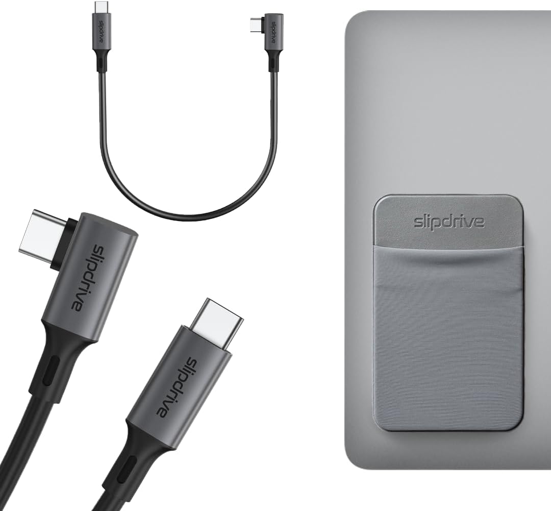 Slipdrive  Short USB C to USB C 3.2 Gen 2 Bundle Grey