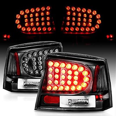 AmeriLite Black LED Replacement Brake Tail Lights Set For 06-08 Dodge Charger - Passenger and Driver Side