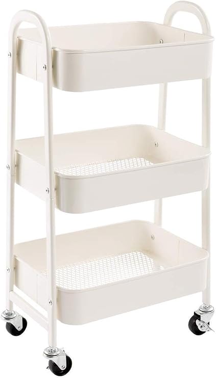 DOEWORKS Storage Trolley on Wheels Kitchen Trolley Metal Craft Trolleys