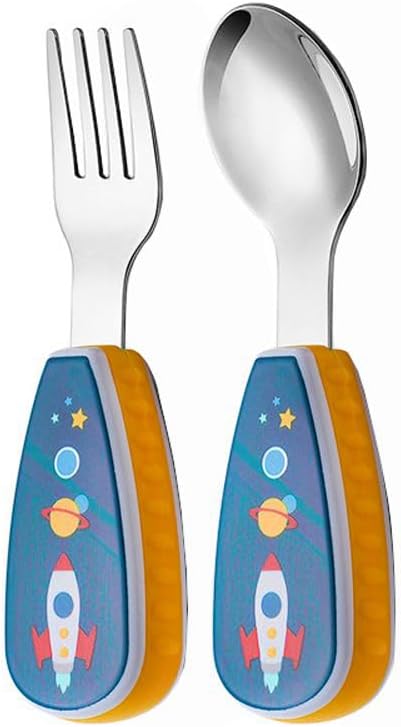 304 Çelik Uzay Gemisi Bebek Çocuk Kaşık ve Çatal Set cin768