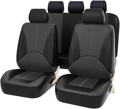 9pcs Full Set Car Seat Covers for MG ZS EV 2017 2018 2019 2020 2021 2022 Universal Seat Protectors Cushion Front Back Waterproof Seat Headrest Covers Interior,BlackGrey, normal