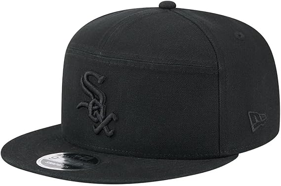 New Era 9FIFTY Black on Black Split Panel Cotton Canvas Snapback Cap, Hat