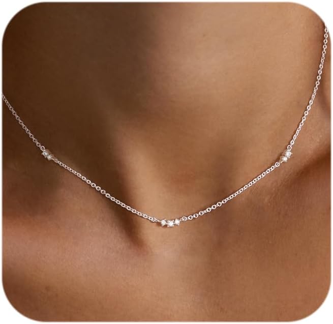 Dainty Gold Necklace Women Simple Cz Chain Necklace Non Tarnish | 14k Gold Plated Waterproof Necklaces Trendy Tarnish Free Small Jewelry Gift