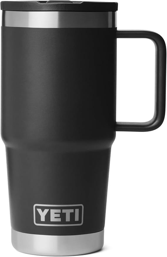 YETI Rambler 20 oz Travel Mug with Flip Straw Lid Stainless Steel, Vacuum Insulated, Leakproof, Cup Holder Friendly, Black