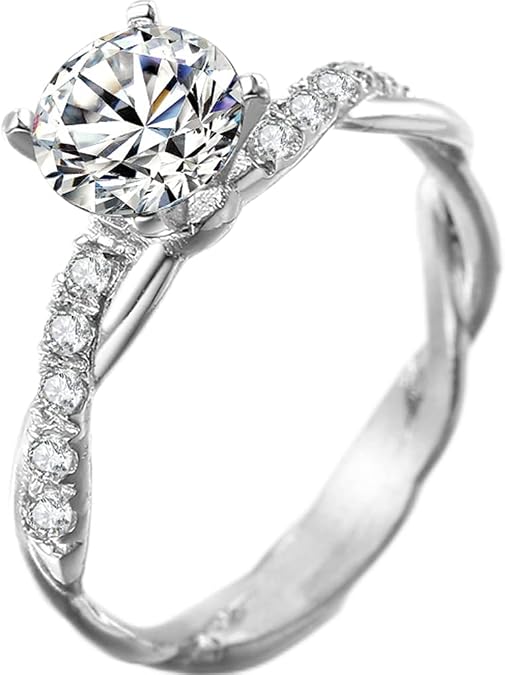 Classic Solitaire Style Engagement Ring - Stainless Steel, 2.0 Carat Simulated Diamond, Full Sizes 3-13 Available