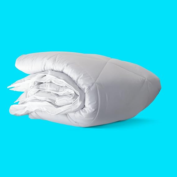 The Cubit Comforter - Bed Comforter, Duvet, Bedding, Cooling Comforter, Vegan Down Fill, White & Light Grey - Twin/Twin XL