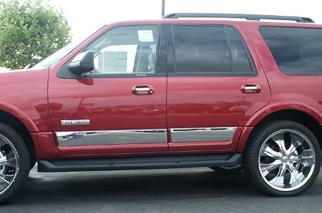 Made in USA! Compatible with 2007-2017 Ford Expedition EL Stainless Steel Rocker Panel Trim 6" 4PC Overlay