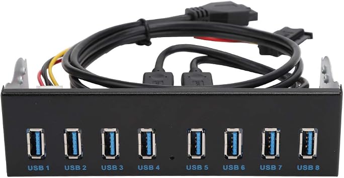 Front Panel USB 3.0 Hub 8 Port,19 Pin to 8 Port USB 3.0 Hub for PC, 8 Ports Hub Optical Drive Extension Front Panel Adapter for PC Computer Case Front Bay