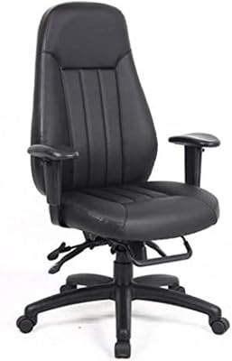 Gaming Chair, High-Back, Leather Executive, Swivel, Adjustable Office Desk Chair with Casters, Black