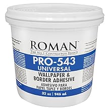 ROMAN Products Universal Wallpaper Paste for Lightweight Wallpapers and Borders, PRO-543 (32 Ounce - 65 sq. ft.), White
