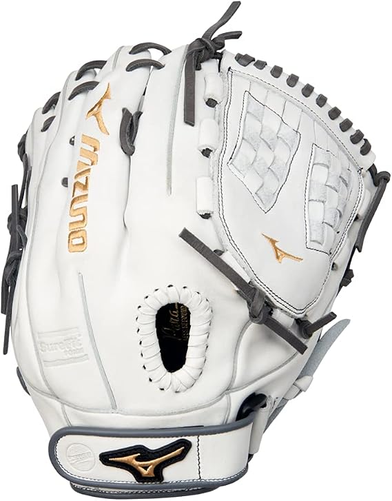 Mizuno GMVP1250PF4W MVP Prime Fastpitch Softball Glove 12.5", Trident Web, Right Hand Throw, WHITE-GREY