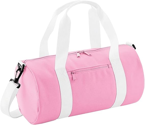 BagBase Mini Barrel Shoulder Bag (One Size) (Classic Pink/White)