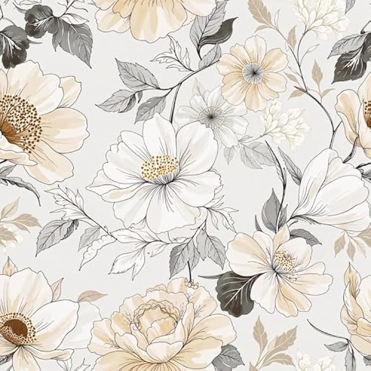 Elegant Ivory Floral Wallpaper Soft Beige and White Peel and Stick Wallpaper, Self-Adhesive Vinyl for Classic Home Decor, 17.7in x 236in