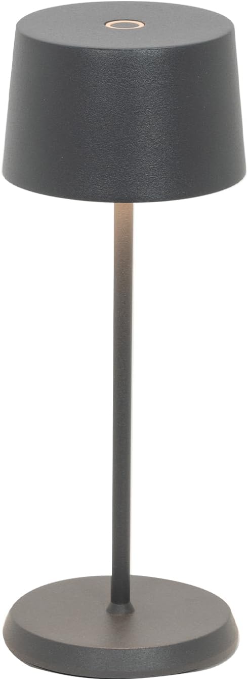 Zafferano, Olivia Micro Lamp, Rechargeable Cordless Table Lamp with Touch Control, Suitable for Indoor and Outdoor, Dimmer, 2200-3000 K, Height 7.9 Inches, Dark Grey Color