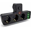 3’lü Akım ve Termal Korumalı Priz – 3x USB-A + 1x USB-C PD 20W Hızlı Şarj, Çoklu Cihaz Uyumlu