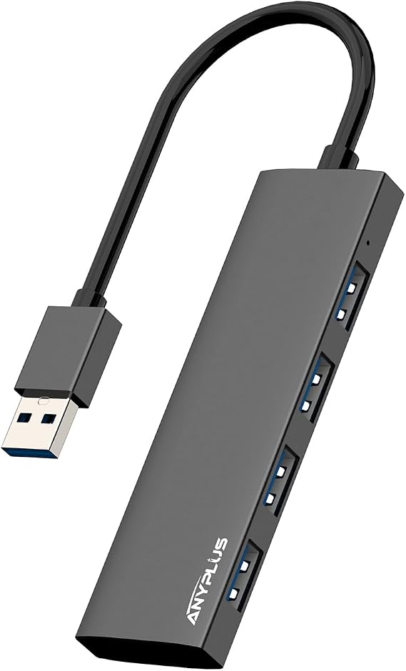 USB Hub, USB 3.0 Hub Aluminum Alloy Ultra Slim USB Splitter, Portable 4 Port USB Extender, USB Hub for Laptop, PC, MacBook, iMac, Surface Pro, Mac Pro, Flash Drive, XPS Black